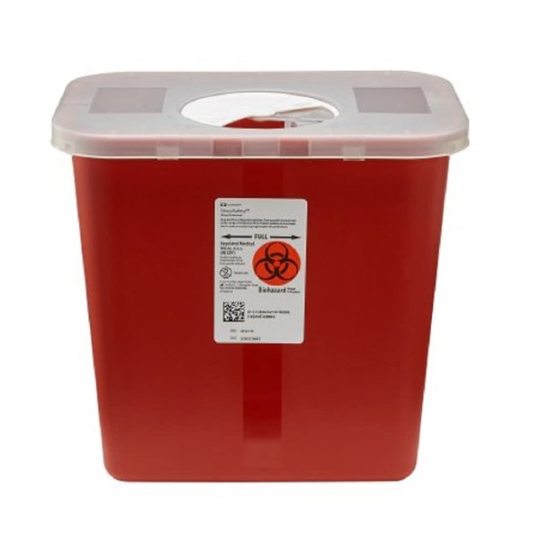 Kendall Multi-Purpose Sharps Containers 2 Gallon 10"h X 7.25"d X 10.5"w Red Container W/Rotor Lid - Model 8970 - Each