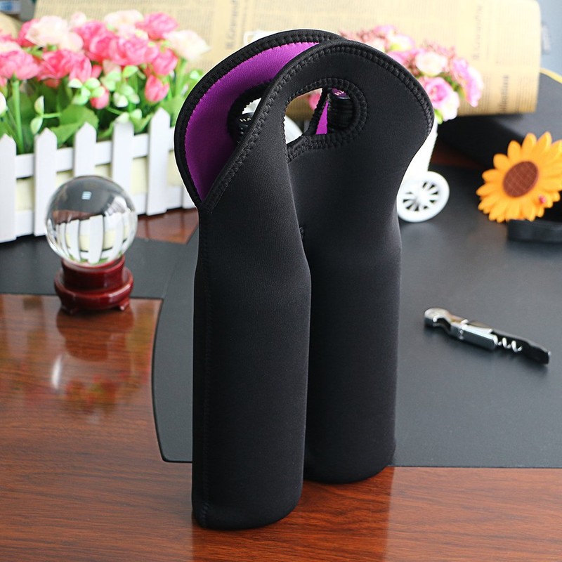 Hipiwe Wine Carrier Tote Bag Two Bottle Insulated Neoprene Wine/Water