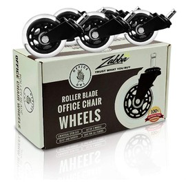 Office Owl Office Chair Wheels - Set of 5 Caster Wheels for Work, Desk and Gaming Chair - Replacement Wheel Set for Hardwood and Carpet Floors - Multifunctional Rollerblade Casters - Clear