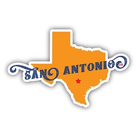 San Antonio City Texas USA State Retro Map Vinyl Sticker Car Bumper Decal