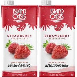 Island Oasis Strawberry Fruit Puree, 33.8 fl oz (1 Liter) Pack of 2