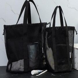 Brisk Mesh Material Anti-Fouling Bath Sauna Swimming Pool Shower Bag Black Small