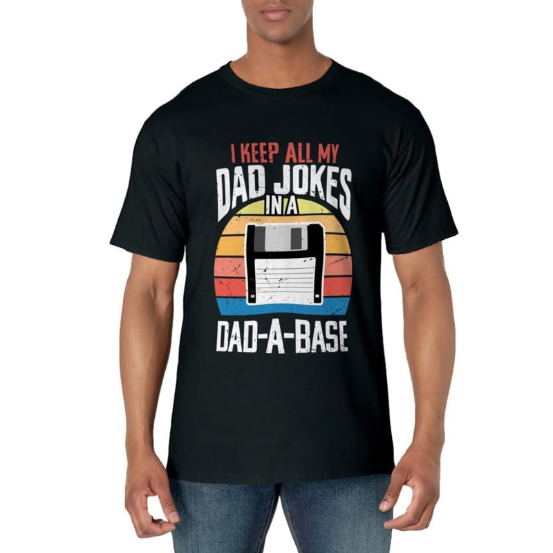 Witty Dad Jokes Database Graphic - Retro Style Design T-Shirt