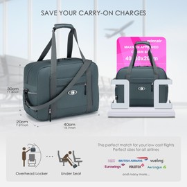 SPAHER Cabin Bag 40x30x20 Wizzair Foldable Travel Duffle Bag Waterproof Under-seat Cabin Bag Lightweight Holdall Suitcase Handbag Carry on Luggage Overnight for Women and Men 25L