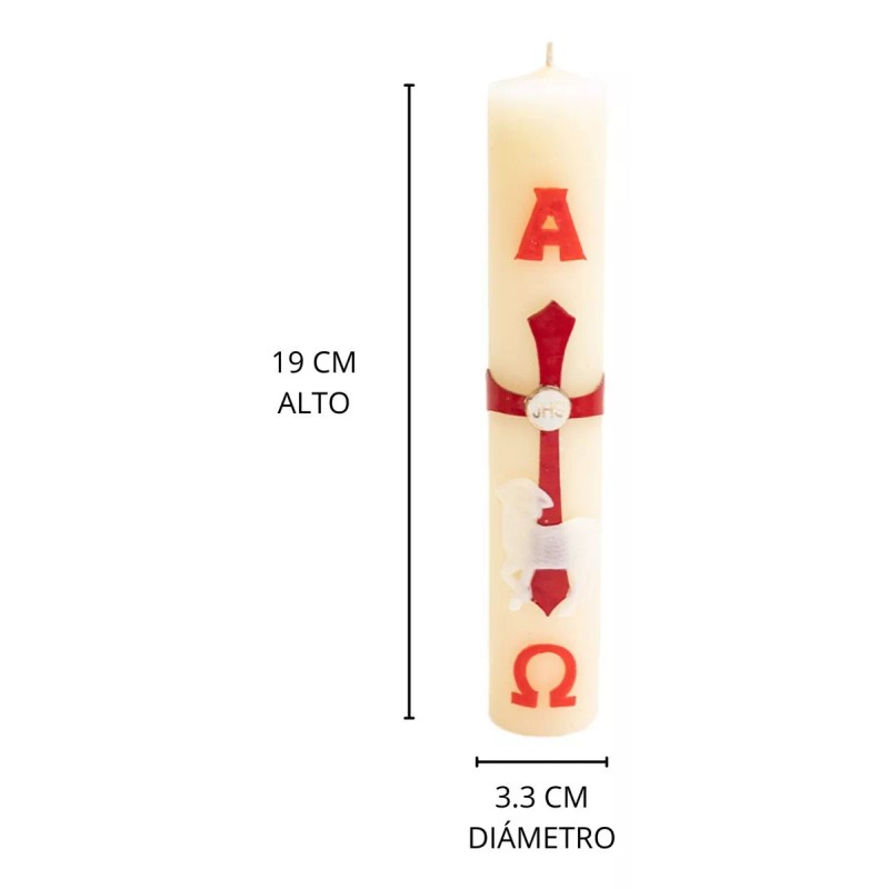 CEB 4 Cirios Pascuales Decorados Incrustación De Cera 19 Cm
