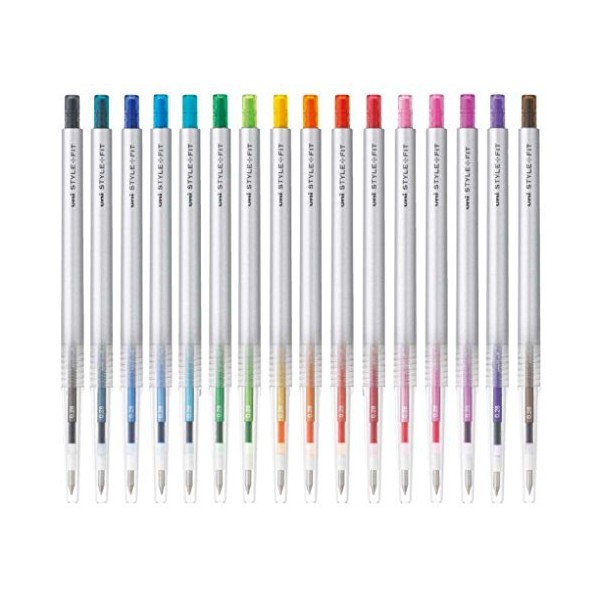 Uni-ball StyleFit Retractable Gel Ink Pen (UMN-139-28), Slim & Stylish Body, 0.28 mm, 16 Color Set