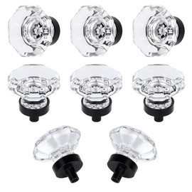 HIEMEY 8 Pcs Crystal Cabinet Knobs, Glass Cabinet Knobs for Dresser Drawers, Kitchen Drawer Pulls Black Matte, Octagon