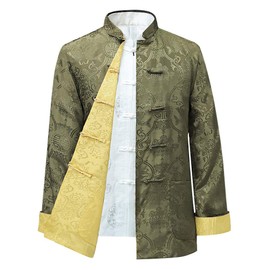 Bozevon Men/Women Chinese Tang Suit Tops - Both Sides Coating Jacket Long Sleeve Martial Arts Kung Fu Shirts Chinese Tang National Costumes -