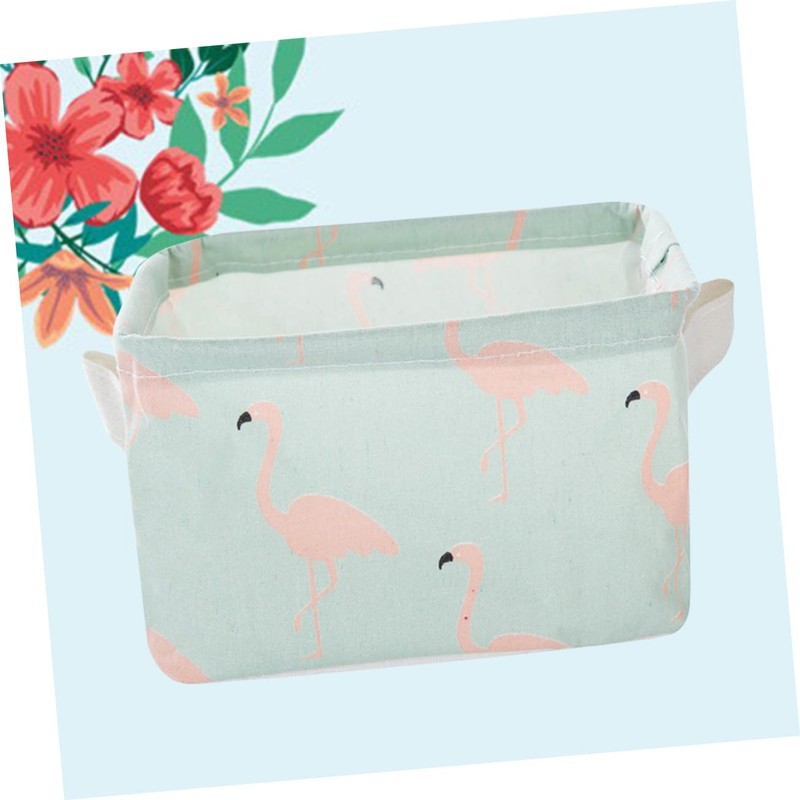 LABRIMP Flamingo Fabric Storage Bins with Handles Foldable Organizer for