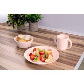 Miniland Meal Set Round Candy Round Tableware Including Plate, Bowl, Cup and Flexible Cutlery