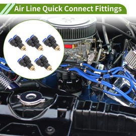 HOPESPANNER Push to Connect Air Fittings 1/4" Y Type Air Line Quick Joint Plastic Metal M5 5 Pcs Blue Black