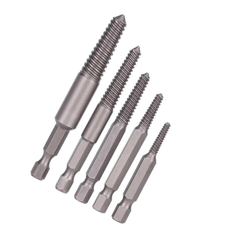 Bolts Remover, 5pcs Broken Screw Extractor Hex Shank Fine Teeth