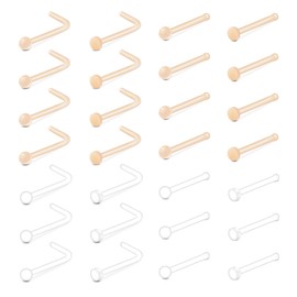 MODRSA Clear Nose Studs Clear Nose Rings For Work Plastic Nose Rings For Surgery Clear Nose Piercing Retainer Nose Retainer Plastic Nose Stud 20G Invisible Nose Ring Skin Color Nude Nose Stud