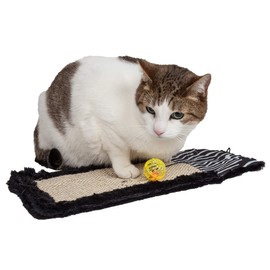 Pet Life 'Scrape-Away' Eco-Natural Sisal and Jute Hanging Carpet Cat Scratcher with Toy