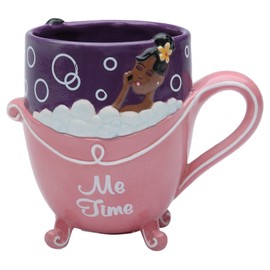 StealStreet SS-CG-62808 5" Me Time Printed Black Girl in Pink Bubble Bath Tub Mug