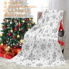 JOOCAR Grey Snowflake Throw Blanket Winter Merry Christmas White Blanket