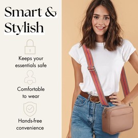 Lily England Cross Body Bag Women, Over Shoulder Bags with Adjustable Wide Strap & Chain, Versatile Crossbody Bags for Women & Ladies Handbags, Brown