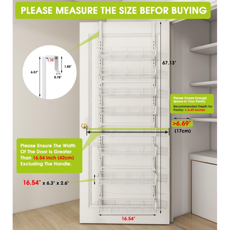 Mefirt Over The Door Pantry Organizer, Wall Mount Spice Rack,