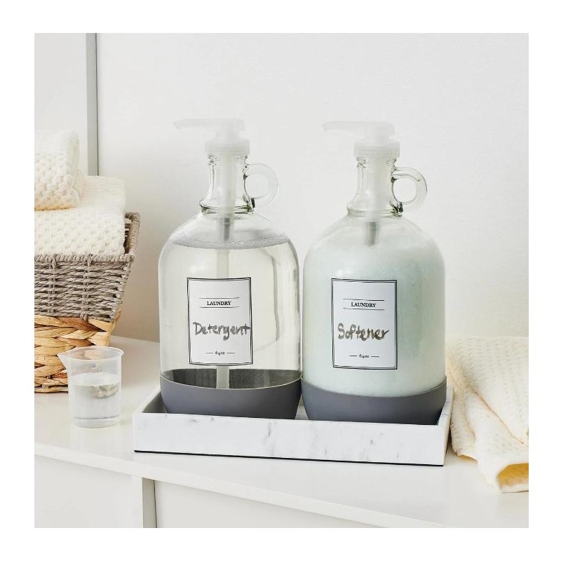 128 fl oz Glass & Resin Laundry Detergent Dispenser Set,