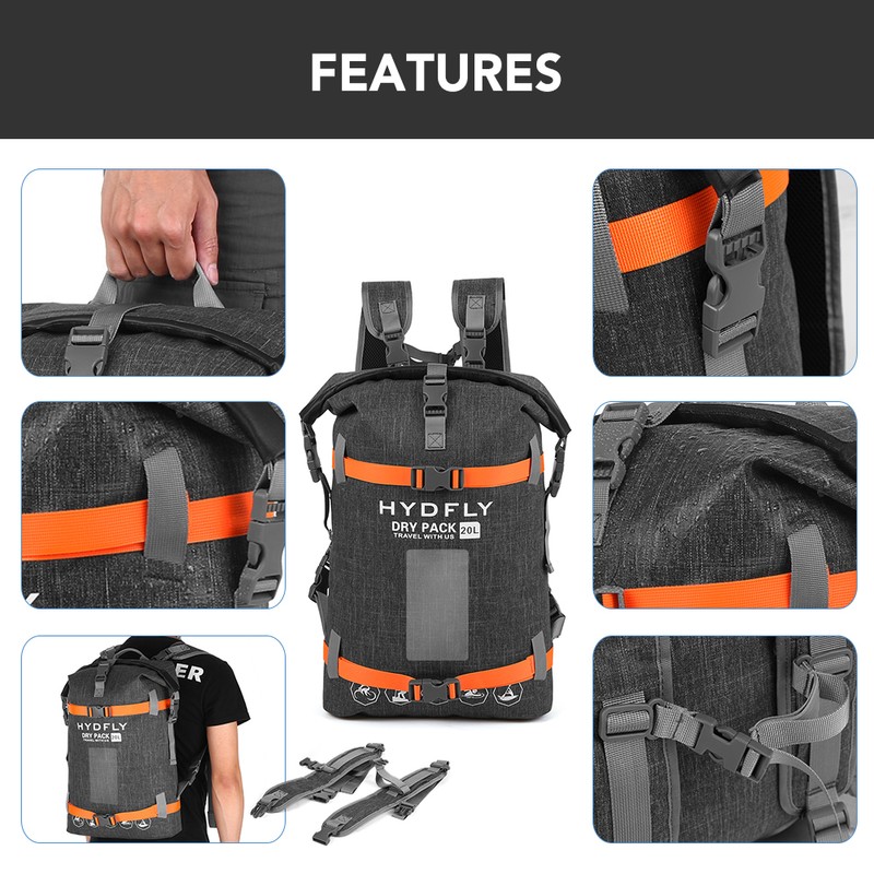 Outdoor Waterproof Dry Bag River Trekking Floating Roll-top Backpack Drifting