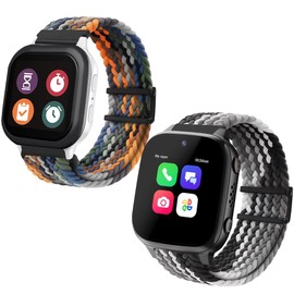 Stretchy Watch Bands Compatible with Cosmo JrTrack 3/2 SE/2 Jr Track Smart watch or Gizmo/Garmin Bounce Watch Breathable Elastic Solo Loop Watch Bands, 2 Pack (OrangeBlue WhiteGrey)