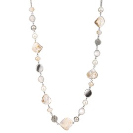 FULU AUTUMN Long Pearl Necklace Women's Boho Long Stone Necklace Statement Jewellery Best Friend Gifts, Crystal Stone Pearl, No Gemstone