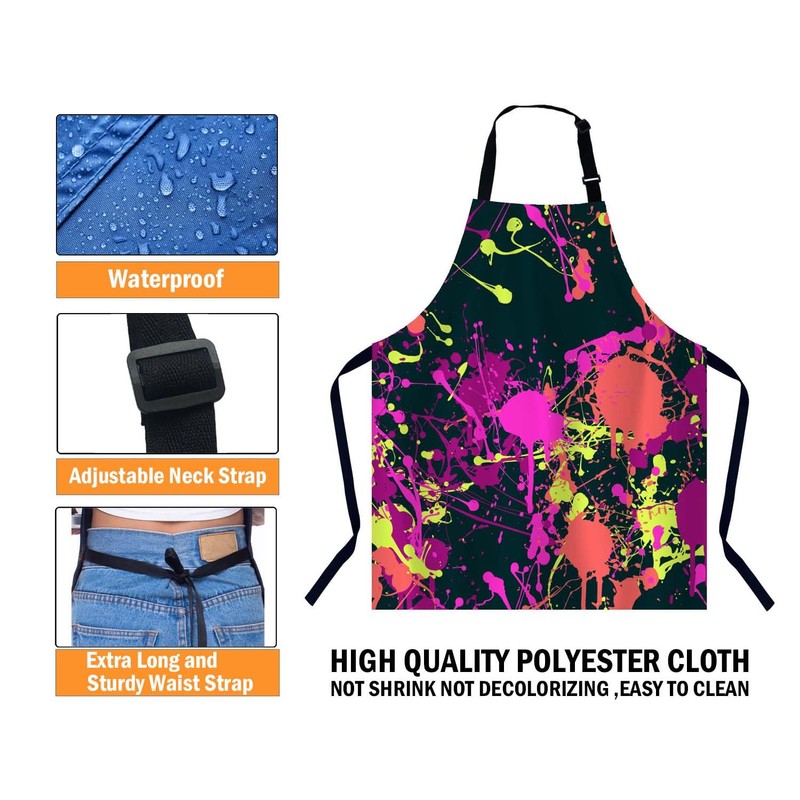 BGBDEIA Splatter Paint Pattern Apron Adjustable Neck Bib Apron for