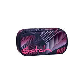 Satch Pencil Case Extra Large with Divider Zip Pocket Pen Holder Set Square Viewing Window for Timetable Seismic Pink - Dark Blue