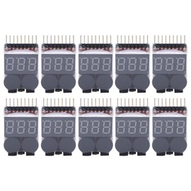 10Pcs Lipo Battery Voltage Tester Digital Display 1‑8S Low Volt Buzzer Alarm Set Kit