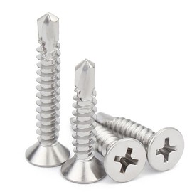 50 Pcs Self Drilling Countersunk Screws, 4.2 x 32mm Phillips Flathead, 304 Stainless Steel, Multi Purpose Self Tapping Screws for Metal Sheets, Wood, Drywall