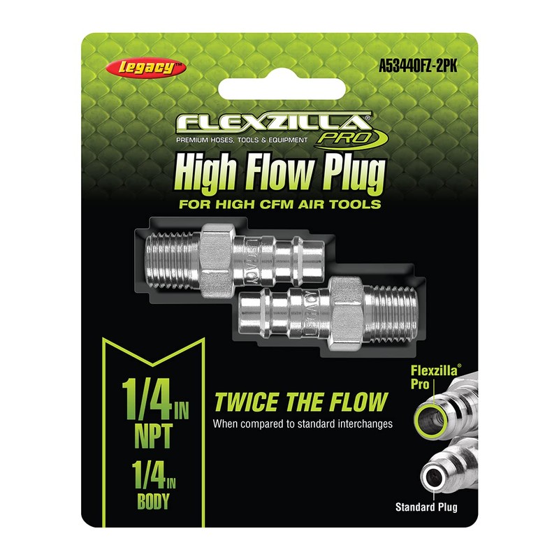 Flexzilla Pro High Flow Plug, 1/4" Body, 1/4" MNPT, 2