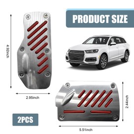 JawGrew Car Pedal Covers, Aluminum alloy pedal set, Brake Throttle Safty Anti-skid Rubber Strip Pedal Cover, Foot Pedal Modification Interior Clutch, Universal for Automatic Transmission Cars (Red)