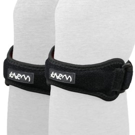 KARM Patella Band - Patellar Tendon Support Strap - Knee Bands for Pain, Basketball, Sports - Jumpers Knee Brace for Women & Men (XS/S/M/L/XL, Pair of 2 Straps, Black)