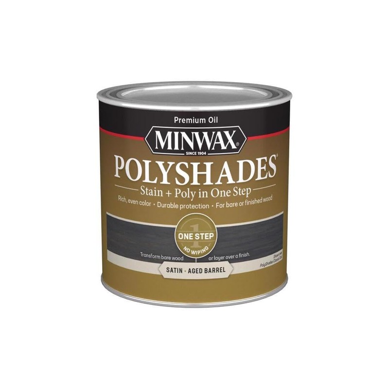 Minwax PolyShades Semi-Transparent Satin Aged Barrel Stain/Polyurethane Finish 0.5 pt