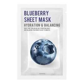 EUNYUL Purity Blueberry Sheet Mask Pack, 0.8 fl oz (22 ml) x 10 Pieces, Made in Korea, Skin Care Pack, Nutrition, Active Action, Natural Ingredients Formulation, Purity Mask Pack, Blueberry