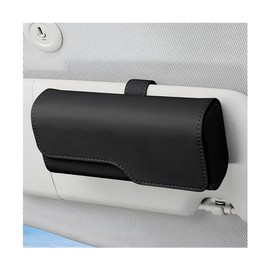 Zpana Sunglass Holder for Car Visor, Leather Auto Eyeglasses Sun Visor Organizer Case with Hidden Magnetic Closure, Auto Protective Glasses Storage Box, Universal for SUV RV Truck (Black)