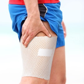 Vendaje tubular de malla elástica para vendaje de heridas, vendaje elástico tubular sin el uso de cinta adhesiva, rollo de 33 yardas estirado (tamaño 8 para extremidades grandes)