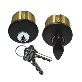 AIsecure Storefront Door Lock Mortise Cylinder Brass Commercial Door Lock Cylinder Replacements with SC Keyway Keys Thumbturn for Aluminum Doors