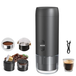 Saraudy Portable Electric Espresso Machine, Travel Coffee Maker, USB rechargealbe, Compatible with Ground Coffee and Coffee Capsules, Automatic Coffee Machine for Camping