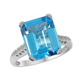 KOKAV 925 Sterling Silver Genuine Blue Topaz 6-1/4 Ct Statement Ring (7)