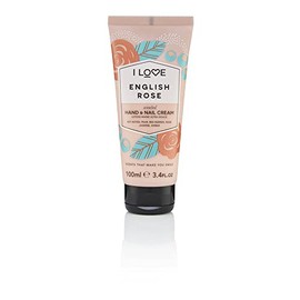 I Love English Rose Scented Hand & Nail Cream, Packed With Shea Butter & Coconut Oil to Rejuvenate & Nourish the Skin, 93% Naturally Derived Ingredients Including Vitamin, Vegan-Friendly - 100ml
