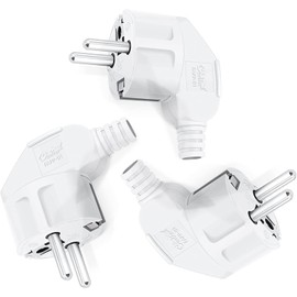 Schuko Plug Angled Plug 3 Pieces, Protective Contact Plug with Kink Protection Sleeve, Plug 250 V (16 A), PABANCE Power Plug Angle Plug Outdoor Waterproof, for 8-10 mm Cable, White