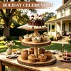 3-Tier Round Wooden Cupcake Stand, Rustic Natural Bark Wood Dessert