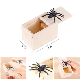 DFsucces Trick Horror Spider Box Wooden Prank Toy Surprise Joke Toy Perfect for Party Boost Birthday Christmas Halloween Gift