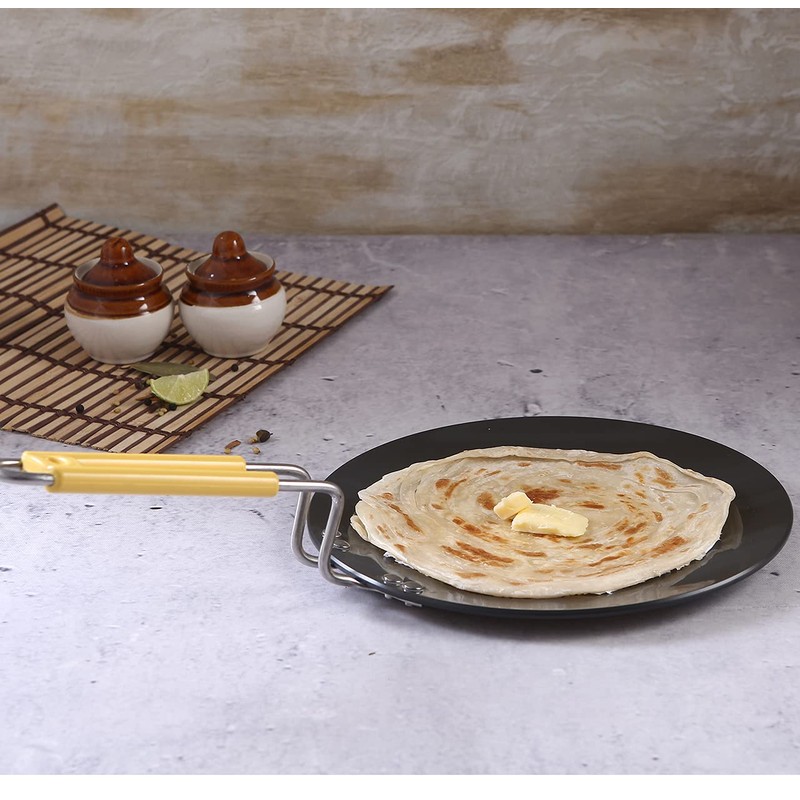 Wonderchef Hard Anodized Indian Cooking Roti Tawa with Riveted Handle;