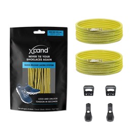 Xpand Elastic No Tie Round Shoelaces - Quick Release Tension Control - One Size Fits All Adult and Kids Shoes (Yellow)