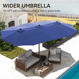 YITAHOME 13ft Patio Umbrella Outdoor Extra Large Double-Sided Market Table Umbrella for Pool, Patio Furniture, Patio Shade, Navy Blue (Not Base Included)