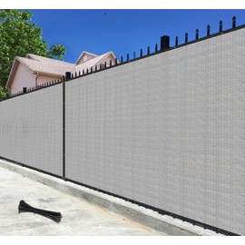 Bynbbur 5'x105' Privacy Fence Screen Net Fencing 90% Privacy Blockage Windscreen Fence Cover with Copper Grommet for Patio Backyard Garden Swimming Pool, Zip Ties Included, Light Gray