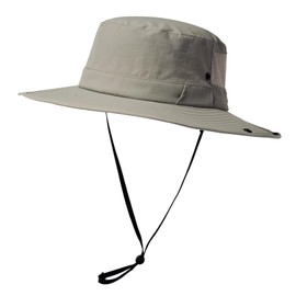 TOP-EX Men's Waterproof Bucket Sun Hat with Wide Brim, Summer Boonie Shade Cap for Outdoor Hiking, Fishing, Beach, Safari - UV Protection SPF Sunhat, Grey XL X-Large Extra Large Big Head Oversize