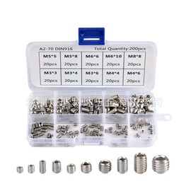 Ieron 200 pcs Stainless Steel Thread Insert Set, Self-Tapping Threaded Inserts M3-M8 Assortment Kit Hex Drive Nuts Screws Set, Silver